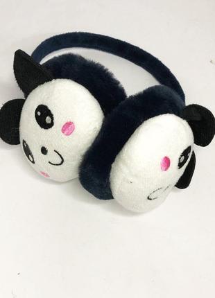 Хутряні навушники панда. колір: синій5 фото