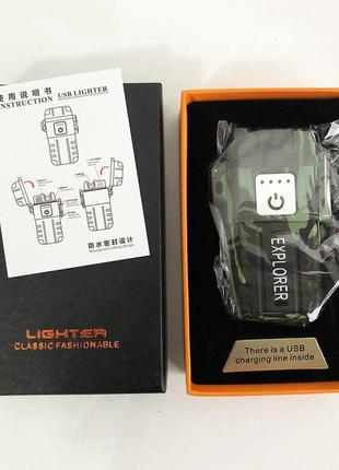 Подарунковий набір: запальничка імпульсна jl317 explorer + бан...6 фото