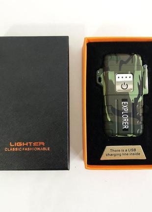 Подарунковий набір: запальничка імпульсна jl317 explorer + бан...7 фото