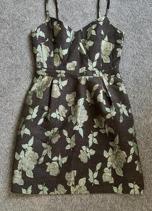 Коктейльное платье, мини цветочный принт