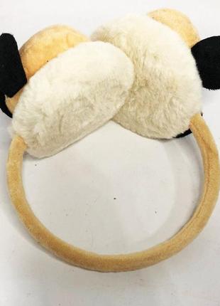Хутряні навушники панда. колір: бежевий2 фото