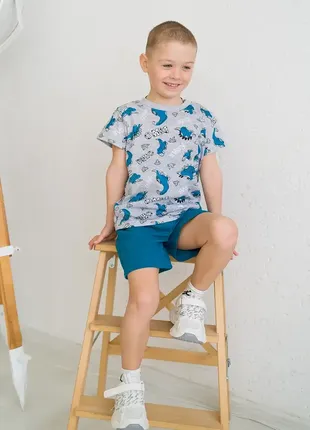 Костюм дитячий для хлопчика динозаври (футболка, шорти)3 фото