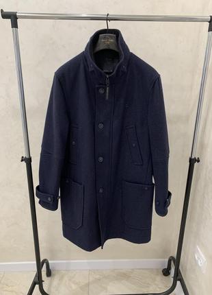 Мужское шерстяное пальто g-star raw темно синее1 фото