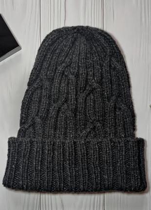 Стильная темно-серая шапка меринос и шелк3 фото