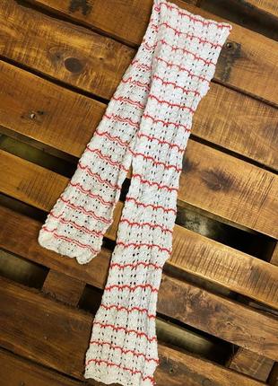 Жіночий смугастий шарф (ідеал оригінал червоно-білий)1 фото