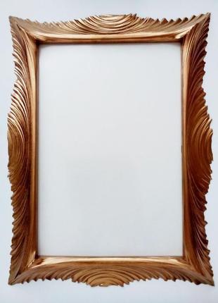 Рамка для фото  из липы, покрашенная под золото с антибликовым стеклом.1 фото