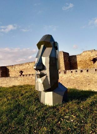 Полігональна фігура з металу. скульптура моаї. голова з острова пасхи2 фото