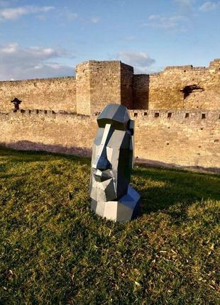 Полігональна фігура з металу. скульптура моаї. голова з острова пасхи3 фото