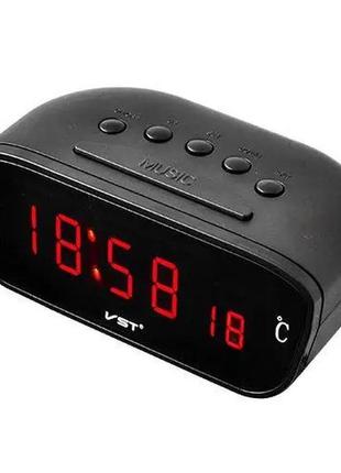 Часы автомобильные авточасы с термометром vst- 803c-1 red (80)