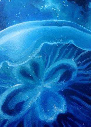 Картина круглая. медуза и космос. холст на картоне.3 фото