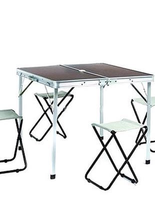 Стіл для пікніка посилений з 4 стільцями розкладний столик вал...2 фото