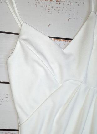 1+1=3 нежное белое платье по фигуре миди с декольте boohoo, размер 44 - 465 фото