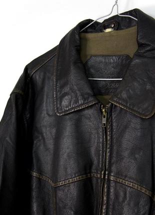 Цупка чорна гранж шкіряна куртка bissen lassen з потертостями5 фото