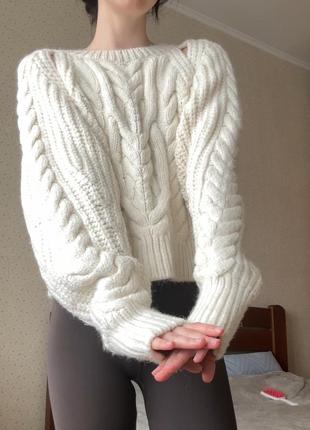 Вязаный свитер с открытыми плечами dilvin2 фото