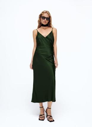 Сатинова зелена сукня s3 фото