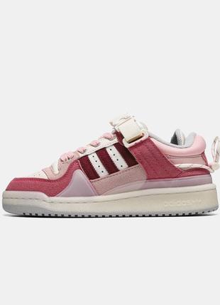 Жіночі кросівки адідас форум рожеві / adidas forum x bad bunny "white pink"