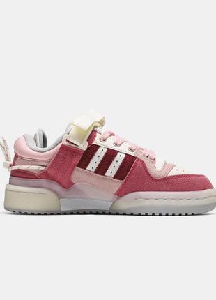 Жіночі кросівки адідас форум рожеві / adidas forum x bad bunny "white pink"6 фото