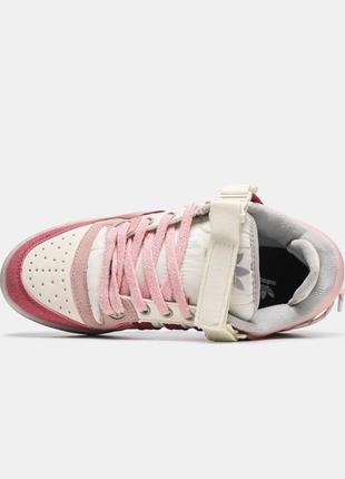 Женские кроссовки адидас форум розовые / adidas forum x bad bunny "white pink"9 фото