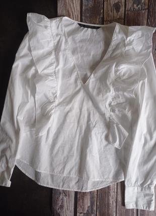 Блуза с воланами, хрустящий хлопок, качественная + две вещи в подарок на мой выбор 🌺1 фото