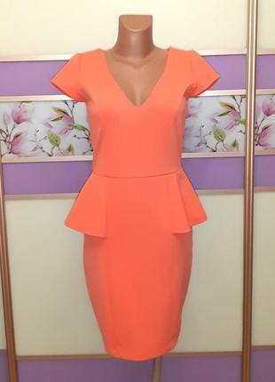 1+1=3 яркое оранжевое платье по фигуре в утяжеление меди reserved, размер 44 - 46