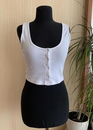 Білий топ в рубчик asos розмір m