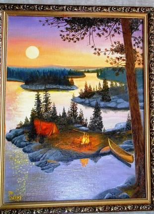 Картина "на реке с ночовкой"