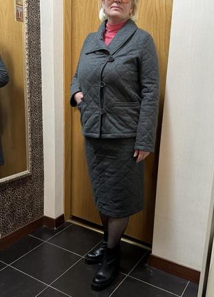 Женский костюм с юбкой,шерстяной костюм,костюм с жакетом,утеплений костюм