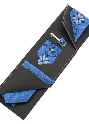 Вышитый галстук с платком и зажимом №8641 фото