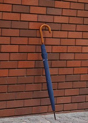 Зонт трость с деревянной ручкой krago синий