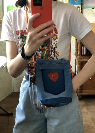 Оригинальная джинсовая сумочка через плечо, кросс боди ручной работы6 фото