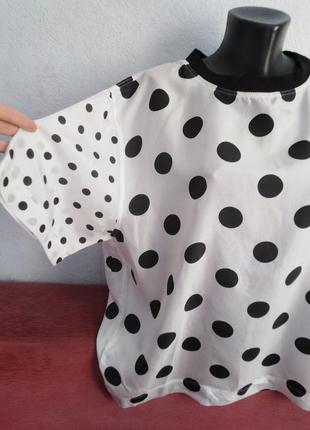 Шелковые горошки! блузка, топ, футболка с трикотажным горлом2 фото