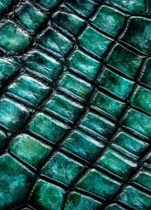 Чохол накладка зі шкіри крокодила crocсo пофарбований | зелений3 фото