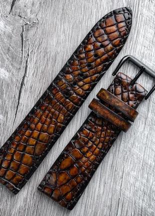 Ремешок из кожи крокодила croco gold для часов / apple watch1 фото