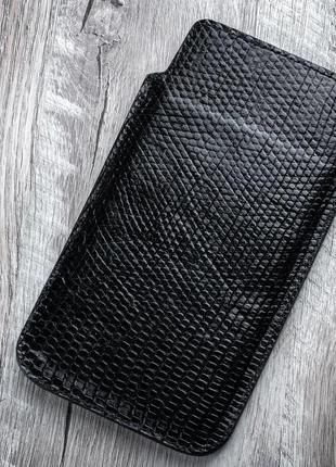 Чохол карман зі шкіри варана monitor lizard | чорний2 фото