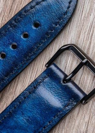 Ремінець із натуральної шкіри blue для годинника / apple watch3 фото