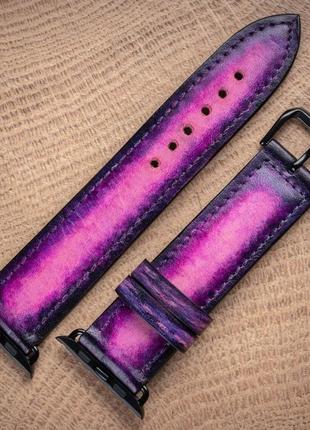Ремінець із натуральної шкіри purple для годинника / apple watch