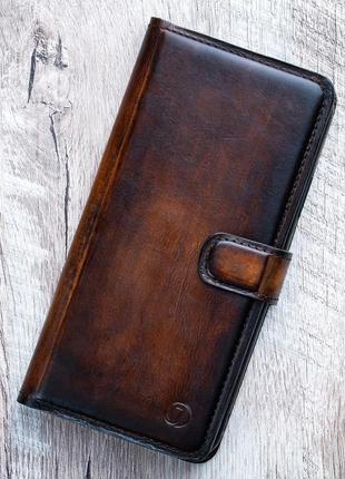 Винтажный кожаный чехол книжка exclusive | коричневый