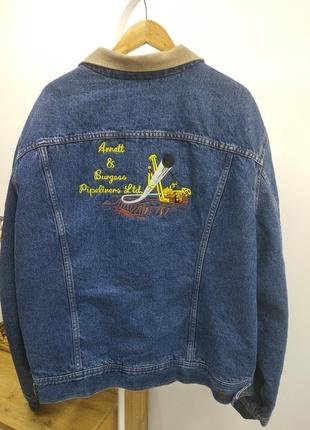 Mustang винтажная базовая объемная оверсайз джинсовая куртка бомпер косуха с вышивкой синего голубого цвета xl xxl 3xxl большого размера5 фото