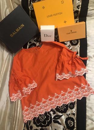 Ярко оранжевая яркая кофта блуза блузка1 фото