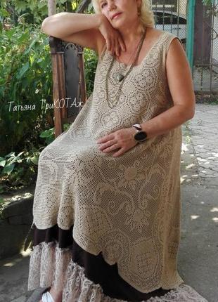 Вязаное платье в стиле бохо шик " барыня"5 фото