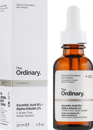 Сыворотка осветляющая
the ordinary ascorbic acid 8% + alpha arbutin 2%