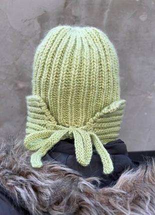 Тренд сезона шапка-ушанка крупной вязкой ангора6 фото