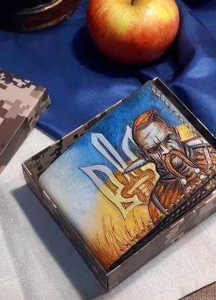 Украинский подарочный кошелек бифолд «козак».8 фото