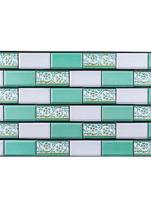 Декоративна пвх панель цегла зелений орнамент 960х480х4мм sw-00001429