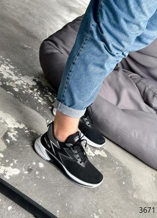 Черные мужские спортивные кроссовки тканые текстильные3 фото