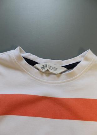 Белая футболка в цветную полоску от h&amp;m, 2-4 рочки3 фото