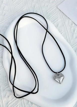 Мереживний чокер на шию silver heart2 фото