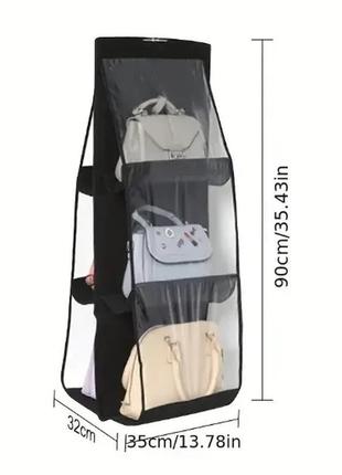 Органайзер для зберігання сумок підвісний на 6 відділень чорний3 фото