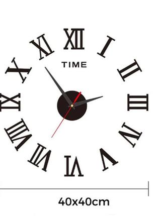 3d настінний годинник чорний римський циферблат3 фото