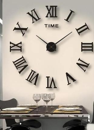 3d настінний годинник чорний римський циферблат4 фото